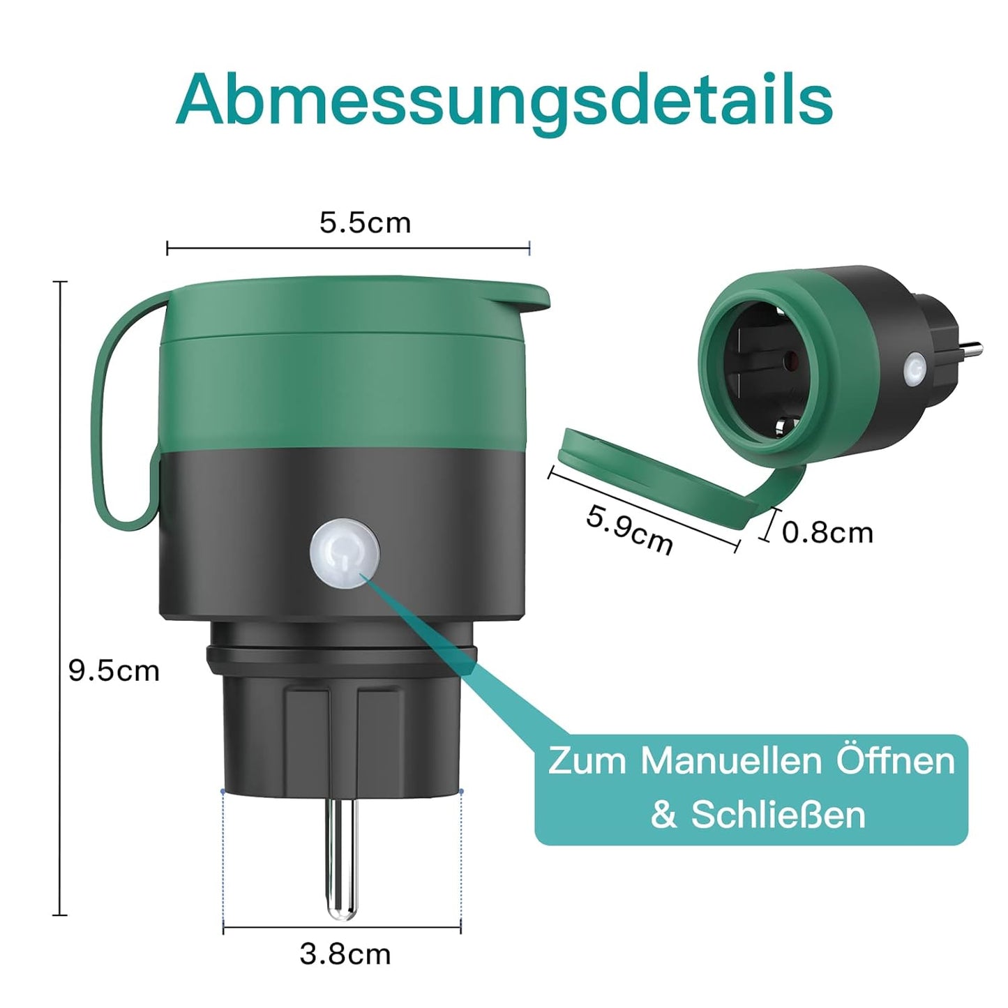 Presa Corrente Da Esterno, Presa Di Corrente Wifi Intelligente Controllo Vocale E Orologio Con Timer, Adatta per Giardino, Terrazza, Balcone, Funziona Alexa/Google Home, IP44 Waterproof,1 Confezione