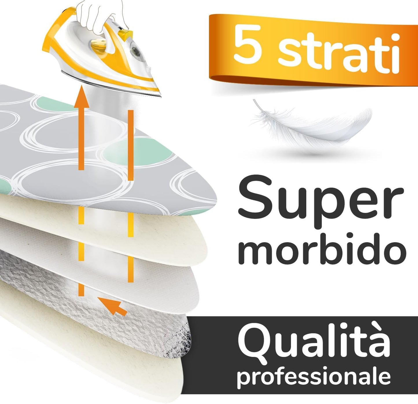 Pratico E Morbido Copriasse Da Stiro 140 X 45 Cm - Copri Asse Da Stiro Telo Universale per Ferri a Vapore, Con 3 Elastici in Dotazione
