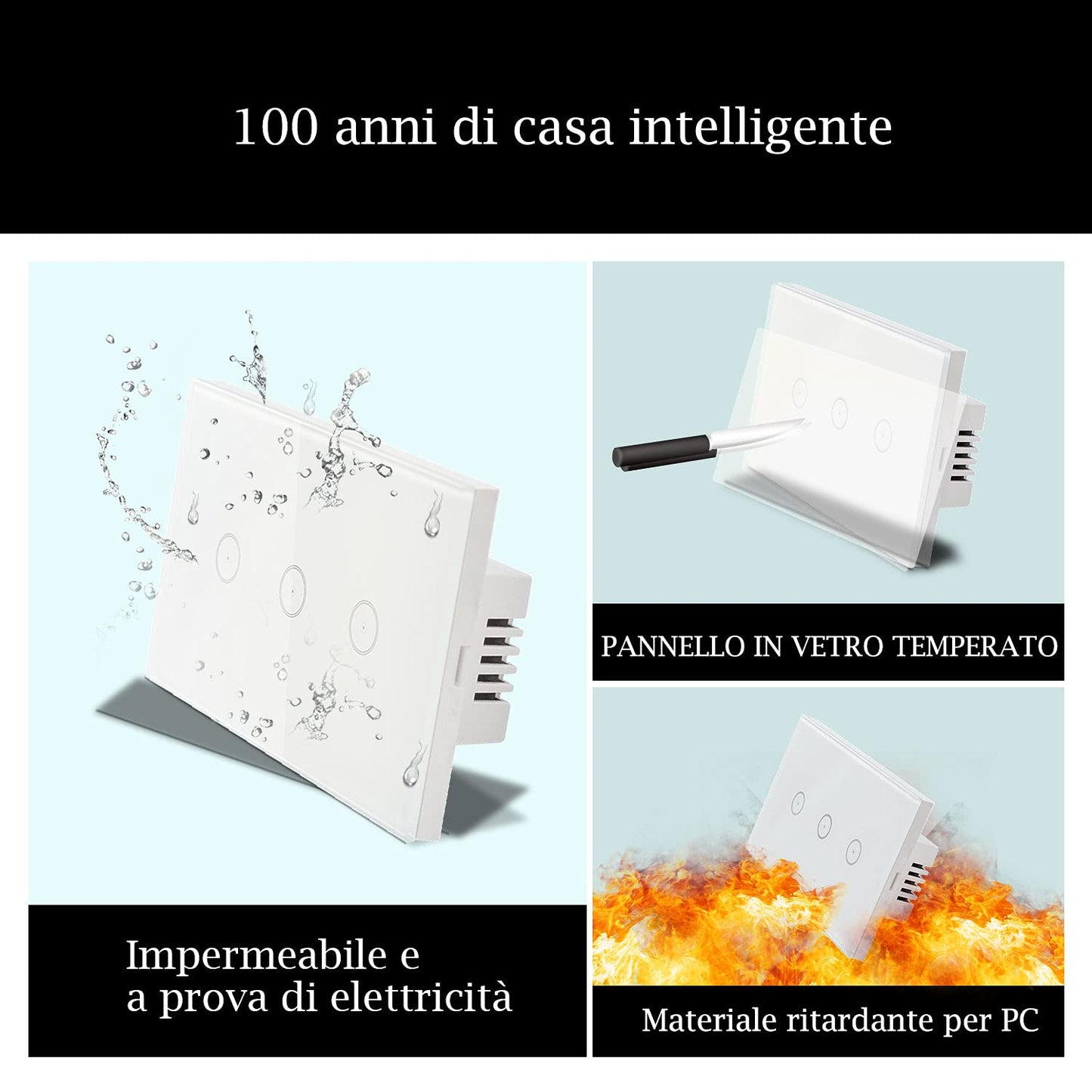 Interruttore Della Luce Intelligente Wifi, Controllo Vocale Funziona Con Alexa E Google Home, Timer E Condivisione Dispositivo, È Necessario Il Filo Di Neutro, Bianco 3 Way(2Pcs)