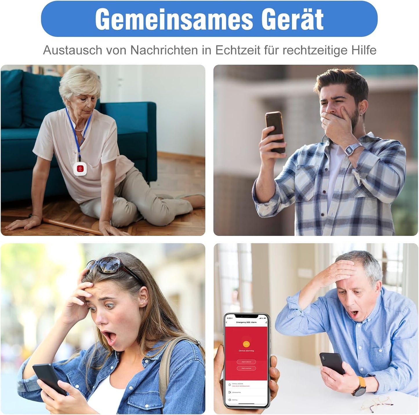 Daytech Wifi Pulsante Salvavita Anziani, Intelligente Pulsante Emergenza Anziani,L'Allarme per Anziani È Adatto a Persone Che Hanno Bisogno Di Essere Assistite a Casa(2 Pz)