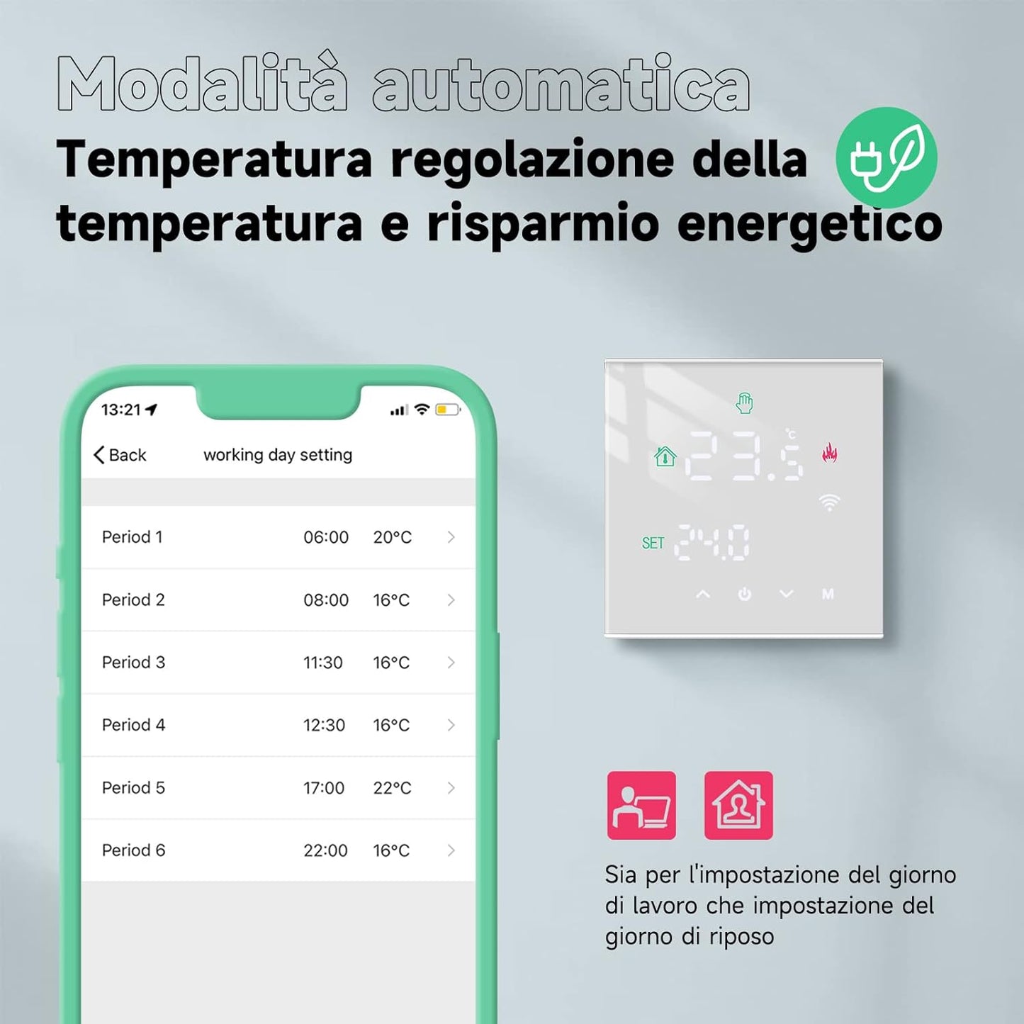 Termostato Wifi Caldaia a Gas,Termostato Programmabile Settimanale Intelligente,Termostato Controllo Con Tuya Samrt Compatibile Con Google Assistant E Alxe,Termostato Ambiente Digitale TGW60W-WPB