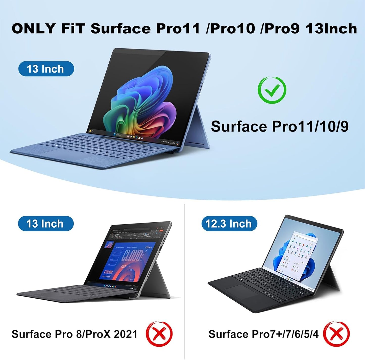 Custodia in Pelle per Microsoft Surface Pro 11 / Pro 10 / Pro 9 13 Pollici (2022), Custodia Protettiva Surface Pro 9 Con Multi Angolo, Cover Compatibile Con Tastiera Con Portapenne Grigio