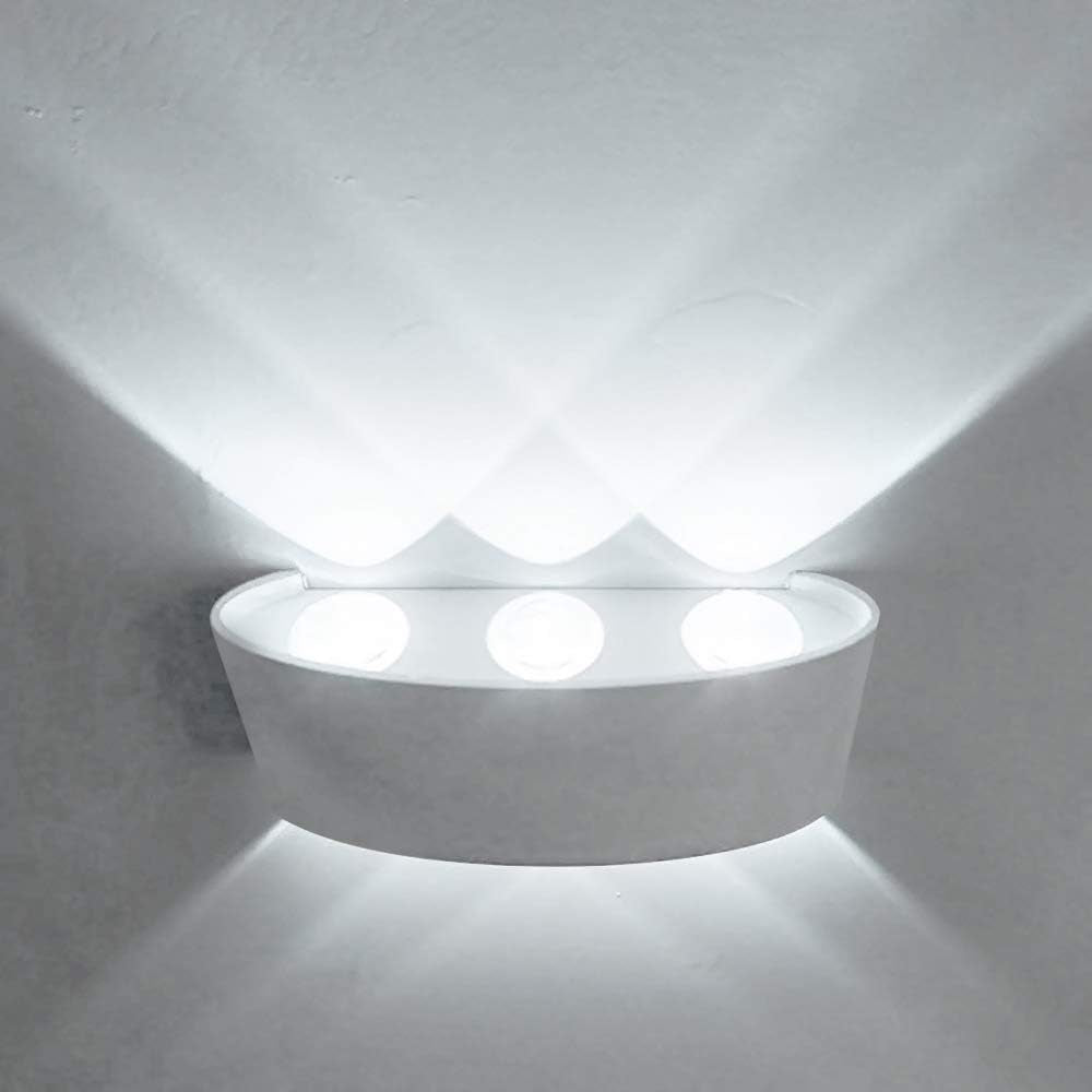 LED 6000K Applique Da Parete, Interno Esterno Lampada Da Parete, Moderno IP65 Impermeabile up down Lampade Da Muro, Alluminio 6X120 ° Angolo Del Fascio (Bianco Freddo)