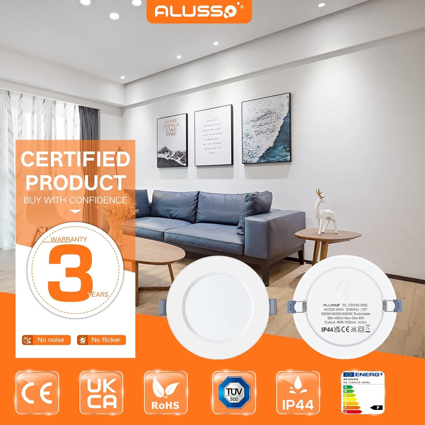 Faretti LED Da Incasso per Cartongesso, 6W 230V Bianco Caldo 3000K Bianco Neutro 4000K Freddo 6500K Regolabili IP44 Ultrasottili 25Mm Rotondi Bianco Luci Da Incasso per Bagno Cucina, Set Di 6
