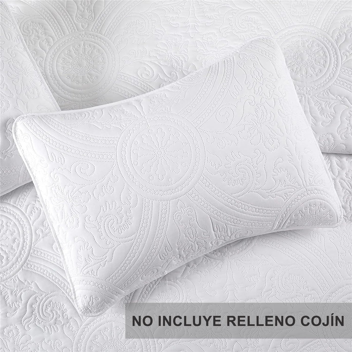 Copriletto Trapuntato Bianco per Letto Da 90 Floreale, Realizzato in Microfibra, Con Imbottitura Sottile Con Federa (Fiore Bianco H2023, Letto Da 90)