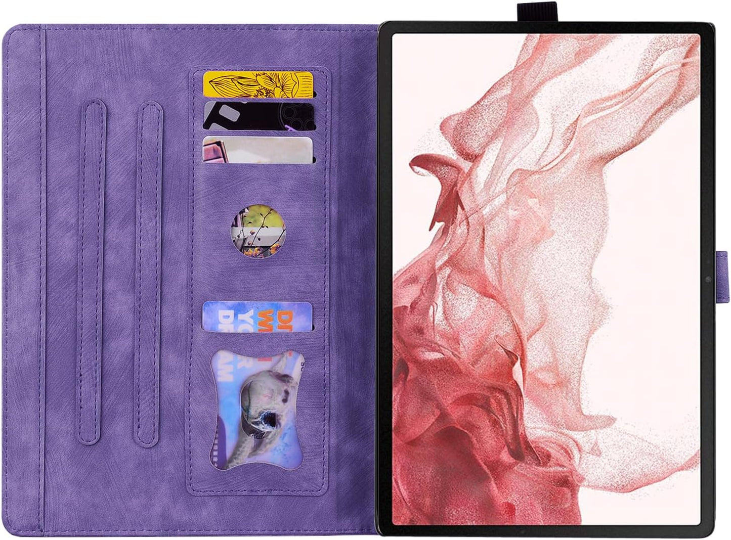 Custodia per Samsung Galaxy Tab S7 FE 12.4 5G/ S8+ plus 5G 2022/ S7+ plus 12.4 Cover in Pelle PU Flip Portafoglio Con Porta Penna Custodia Con Funzione Di Supporto - Viola