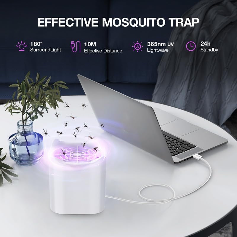 Insetticida Elettrico USB Trappola per Mosche, Zanzare, Lampada per Zanzare, Lampada per Zanzare, Lampada a Zanzara, Lampada Leggera, Trappola per Mosche Di Frutta, Cucina, Interni Ed Esterni