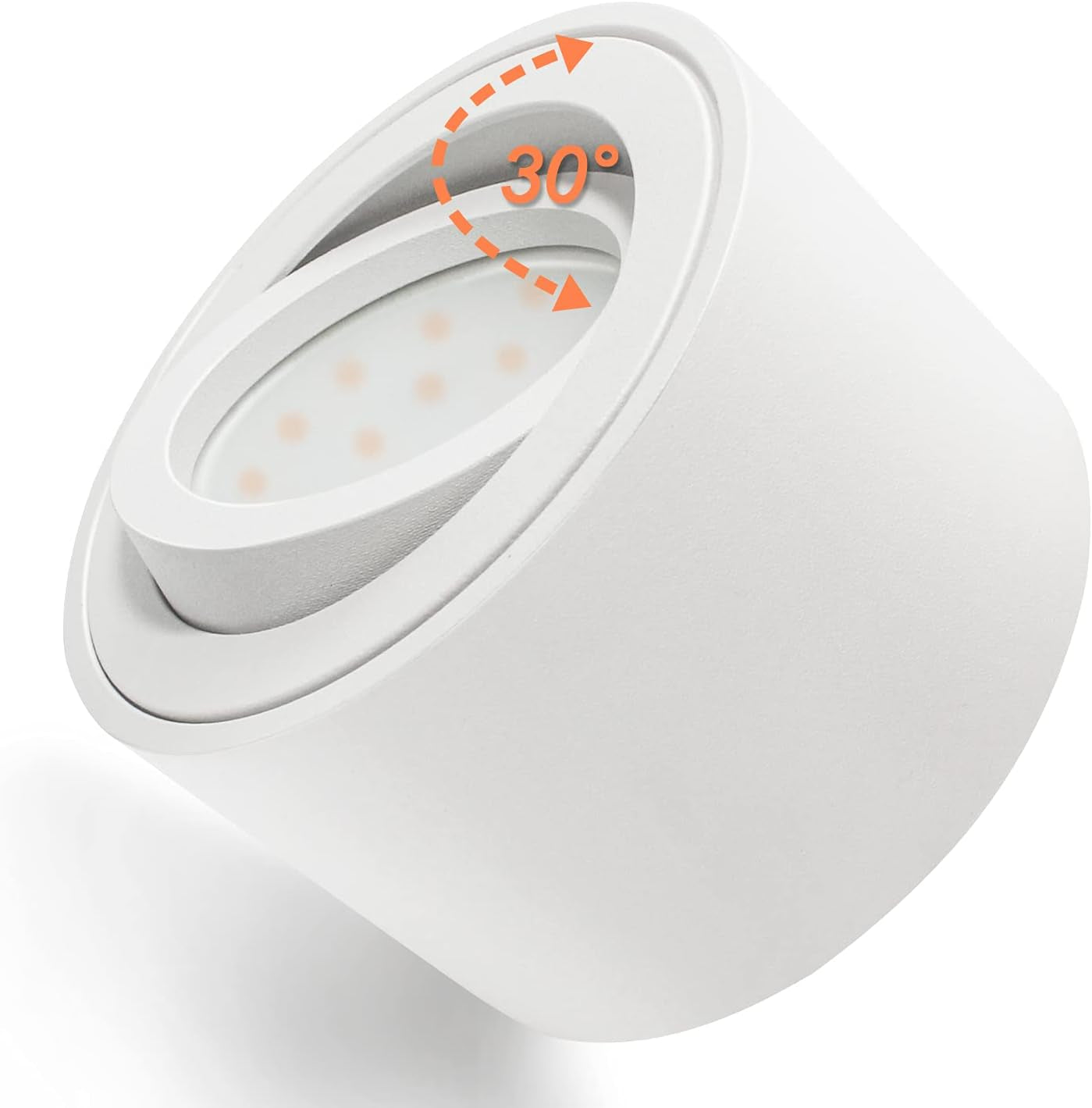 Faretti LED Soffitto Bianco, Orientabile, Ø80X50Mm, Telaio in Alluminio, Plafoniera Con Modulo LED Da 5W 230V, Rotondo