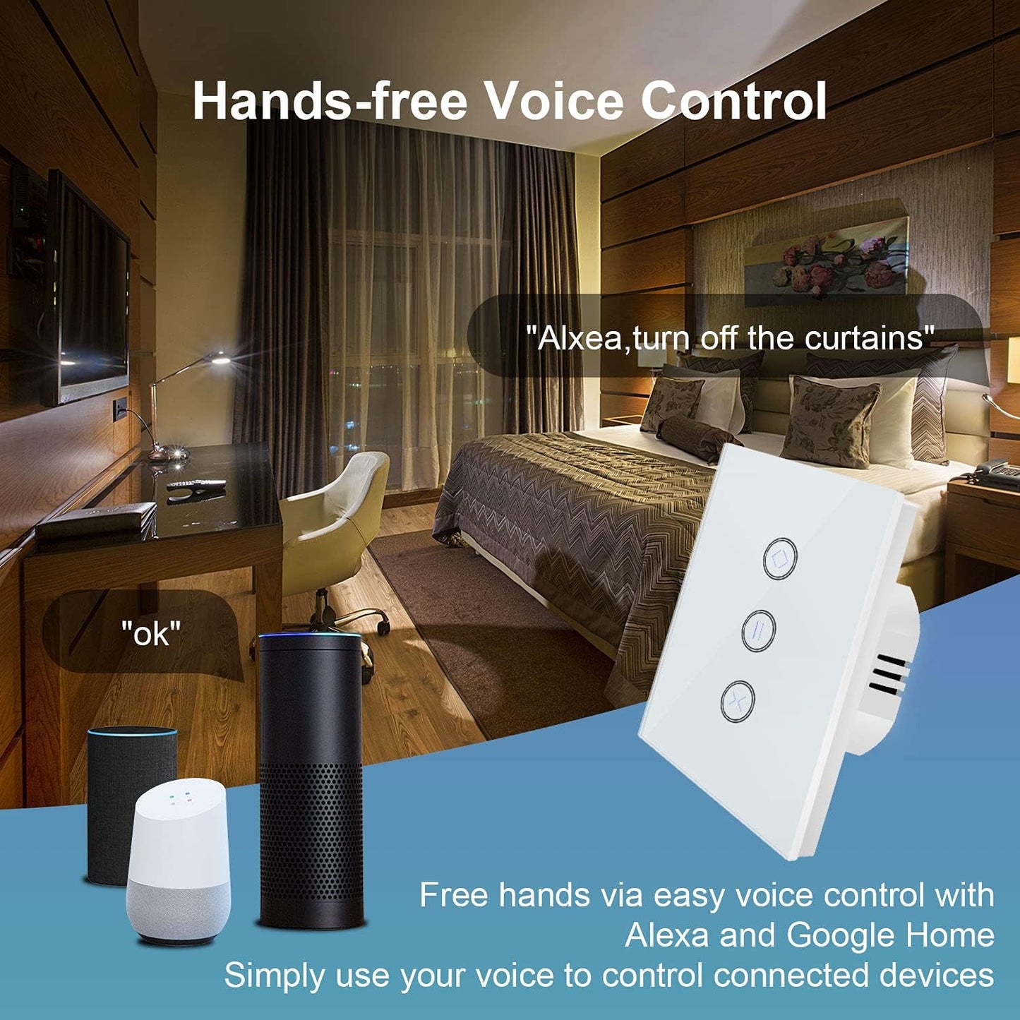 Interruttore per Tapparelle WLAN, Interruttore per Tapparelle Alexa, Compatibile Con Alexa E Google Home, Controllo Tramite App E Funzione Timer