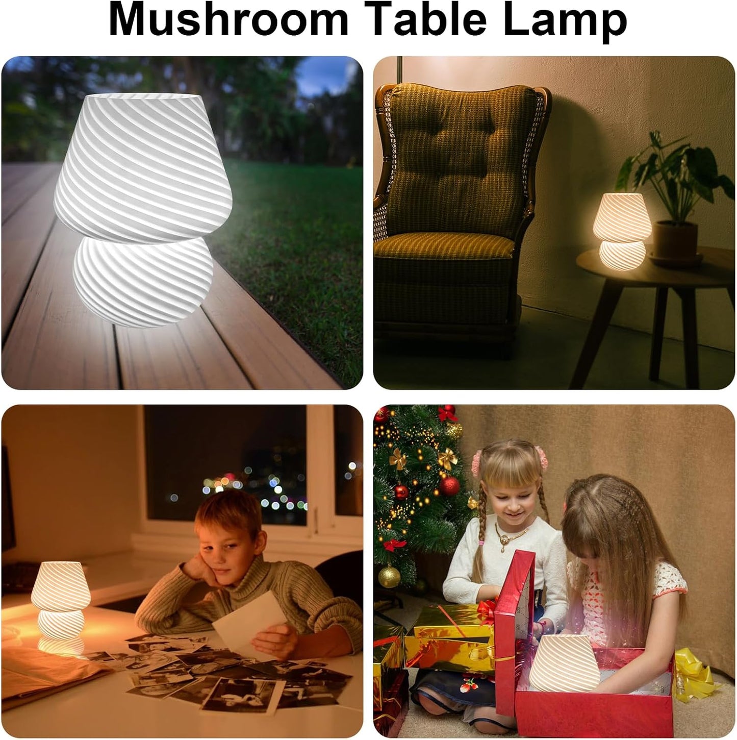 Lampada Da Tavolo a Fungo, Lampada Da Scrivania a LED in Vetro, Luce D'Atmosfera a Fungo Con Temporizzazione USB 3 Colori Con Telecomando per Soggiorno Camera Da Letto Ufficio