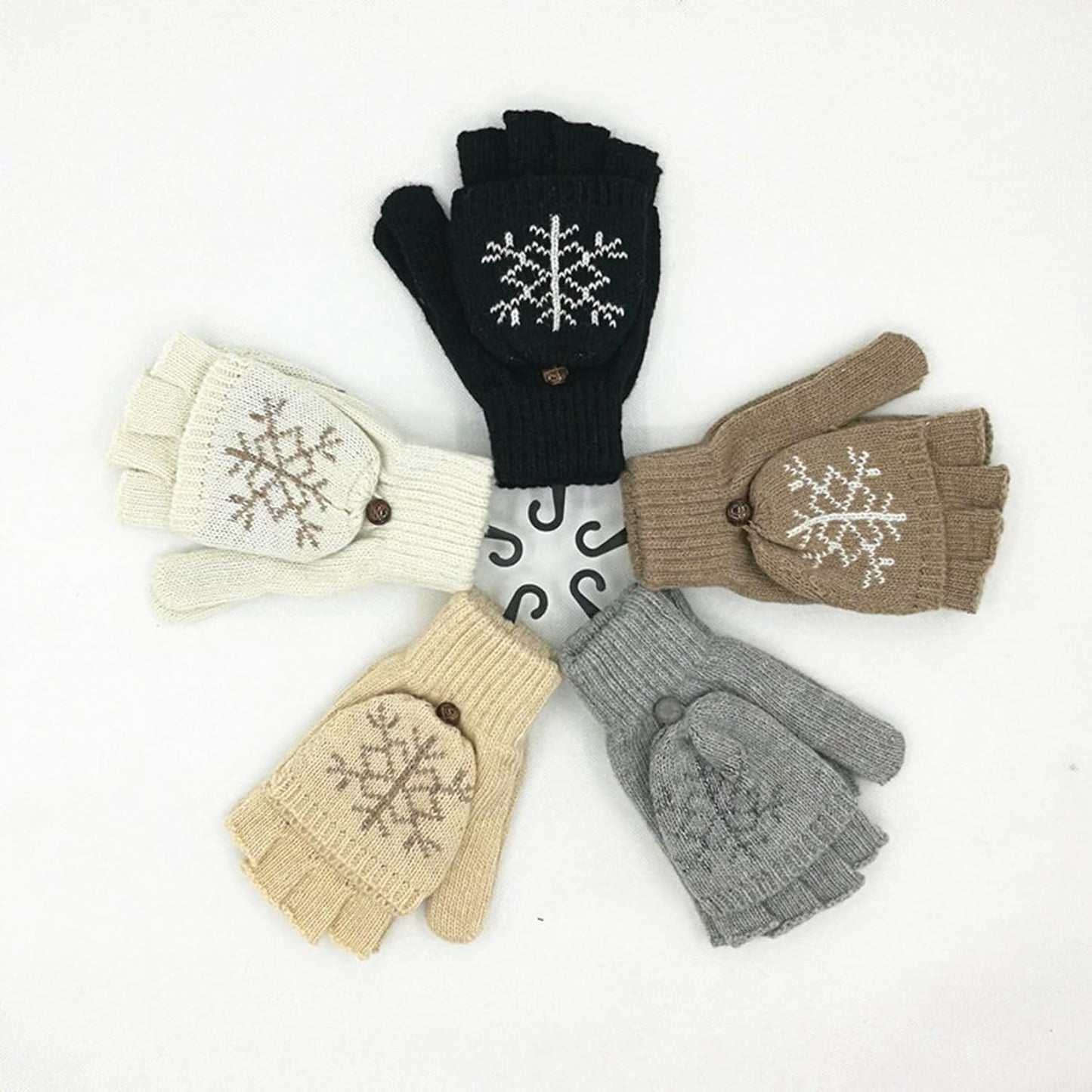 Donne Guanti Senza Dito Inverno Guanti Caldi Guanti a Maglia Guanti a Metà Cycling Guanti