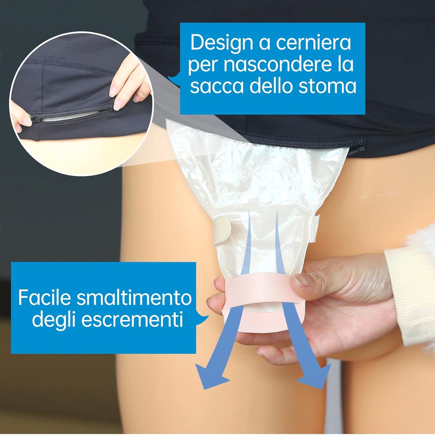 Sacchetti per Stomia | Cintura per Stomia Nero Ostomy | Materiali per Stomia | Coperchi per Sacca per Stomia | Tasca Interna per Contenere La Sacca per Stomia | Cintura per Stomia (S)