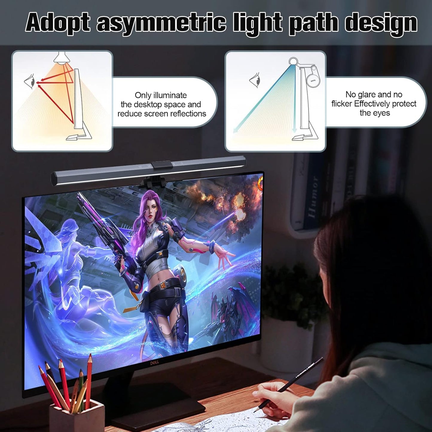 Lampada Monitor PC Computer, Luce Di Lettura a LED, Luce USB, Con Controllo Touch Screen, 3 Tipi Di Temperatura Del Colore Della Luce, Luminosità Regolabile, Protezione per Gli Occhi