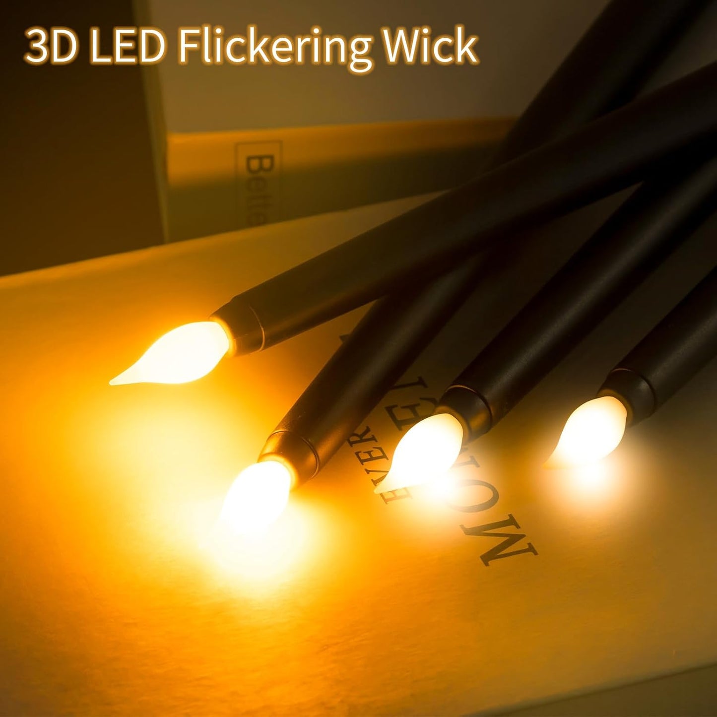 Candele LED Nere, 12 Pezzi Candele Senza Fiamma, Candele a Batteria Tremolante, Candele Elettriche per Natale, Ringraziamento, Festa (2.1 X 25 Cm)