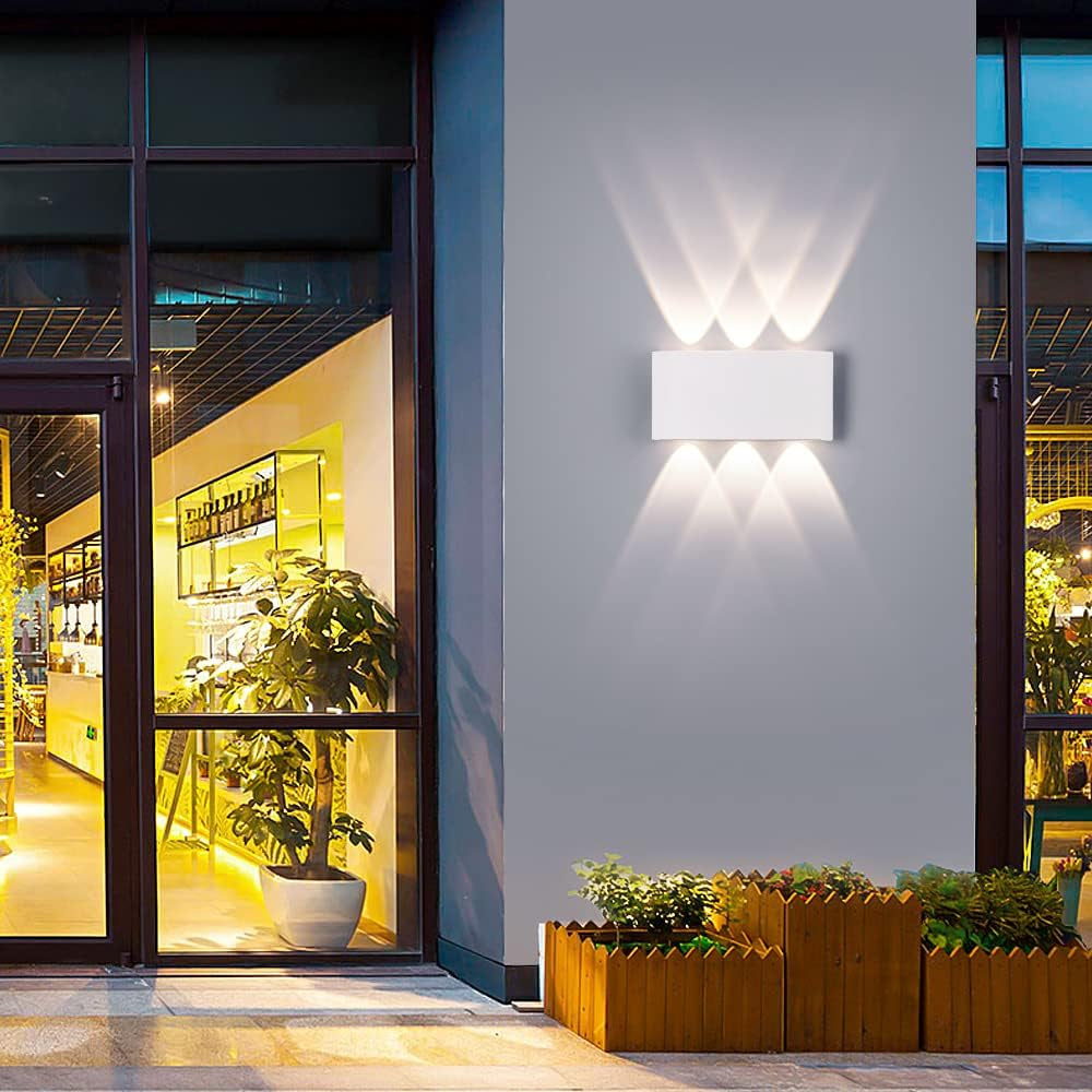 2 Pack Lampada Da Parete Esterno/Interno LED Applique Da Esterni 12W 1200LM up down Faretto Da Parete IP65 Impermeabile Moderno Lampade Muro Alluminio Bagliore Su E Giù (Bianco 4500K Luce Naturale)
