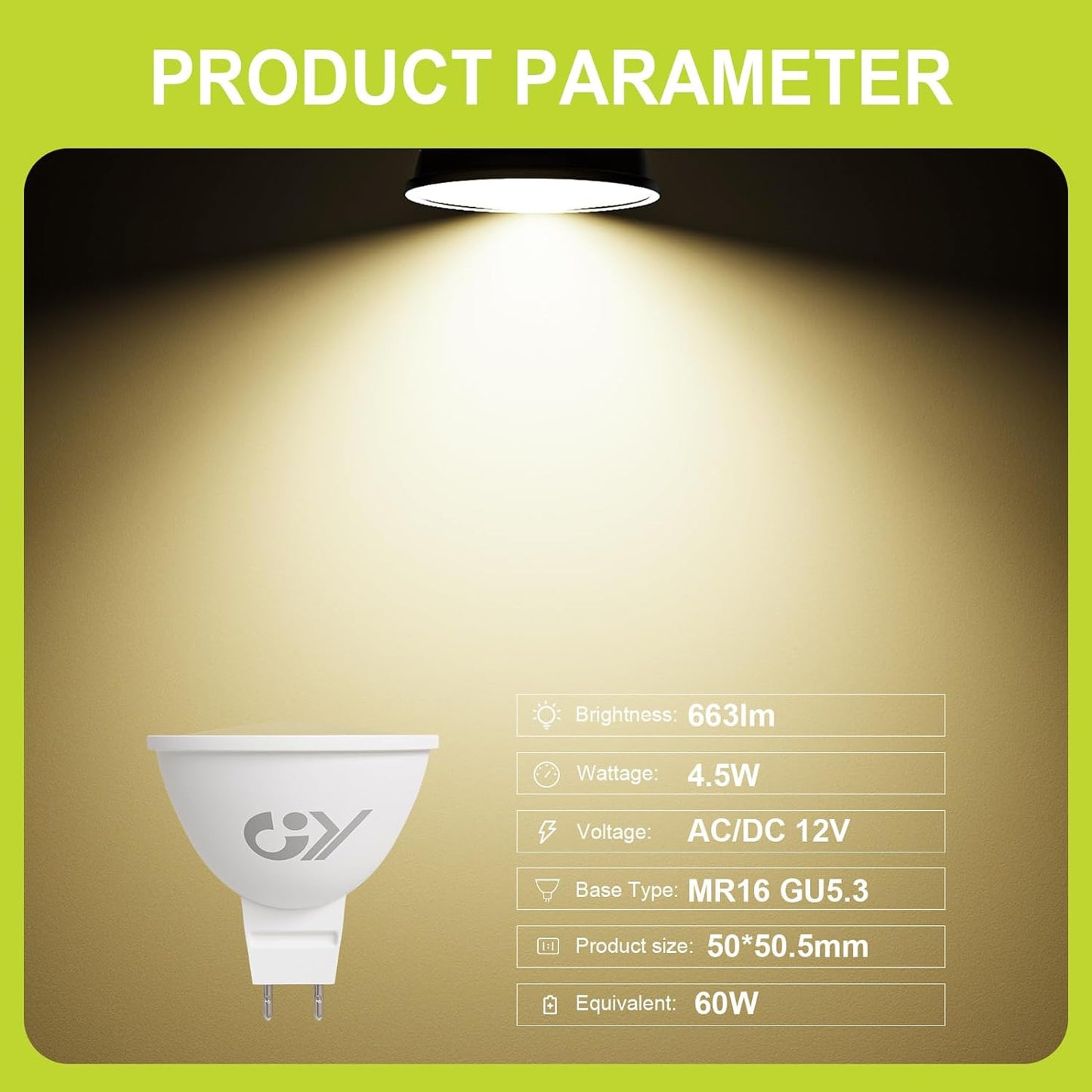 GU5.3 Lampadine LED 12V, MR16 4.5W (Equivalenti a 60W), 663 Lumen 4000K LED Luce Naturale, Lampadina 120° Angolo Del Fascio Lampadine GU5.3, Non Dimmerabile Lampadine, 6 Pezzi