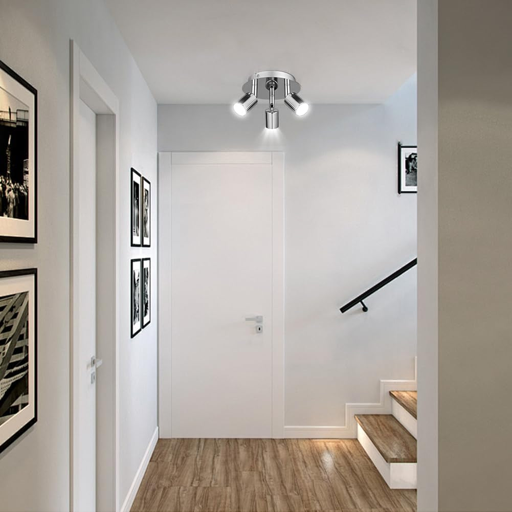 Faretti Da Soffitto Orientabili, Faretti LED Da Soffitto Con 3 Attacco GU10, Lampadario Faretti LED Soffitto, Moderna Faretto Da Parete Interno per Barra, Cameretta, Cucina, Senza Lampadina
