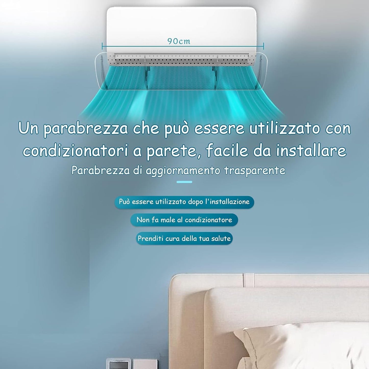 Deflettore Del Condizionatore D'Aria, Deflettore Del Condizionatore D'Aria Sospeso Dall'Alto per Casa/Ufficio Trasparente