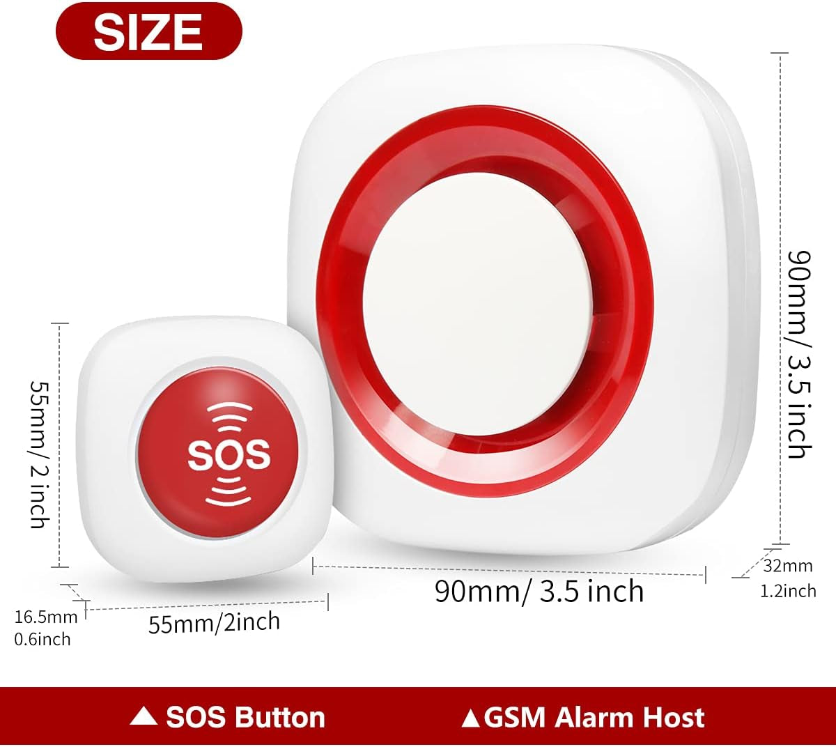GSM Smart Wireless Pager Pulsante Di Chiamata Allarme SOS Sistema Di Emergenza Chiamata Infermiera Segnale Acustico Home Alert Security (1 Ricevitore + 2 SOS Trasmettitore)