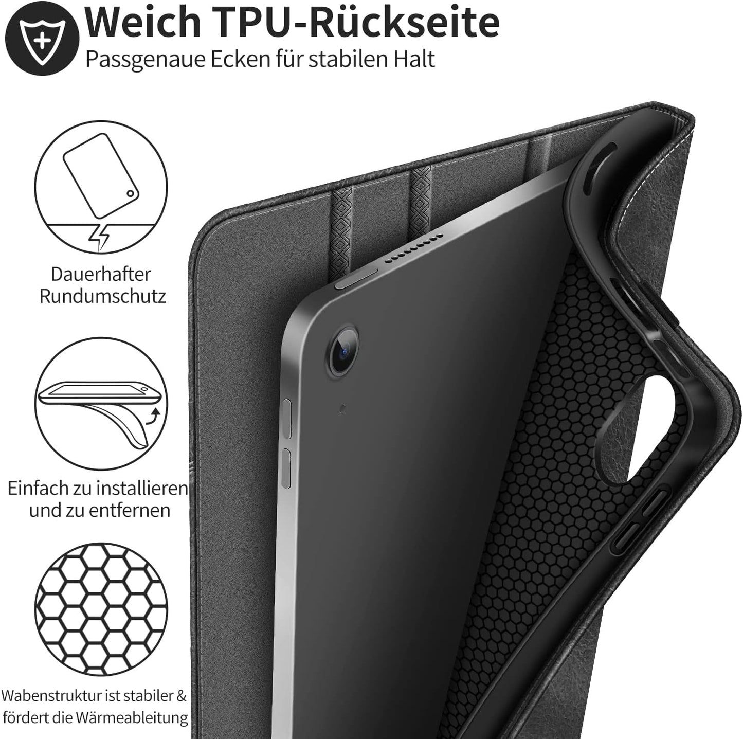 HOLIMET Custodia per Ipad 10 Generazione 2022 Con Portapenne, Ipad 10 Gen 2022, in Pelle PU, Cover Posteriore in TPU, Resistente Agli Urti, Auto Dormiresveglia per Ipad 10 Generazione Da 10,9