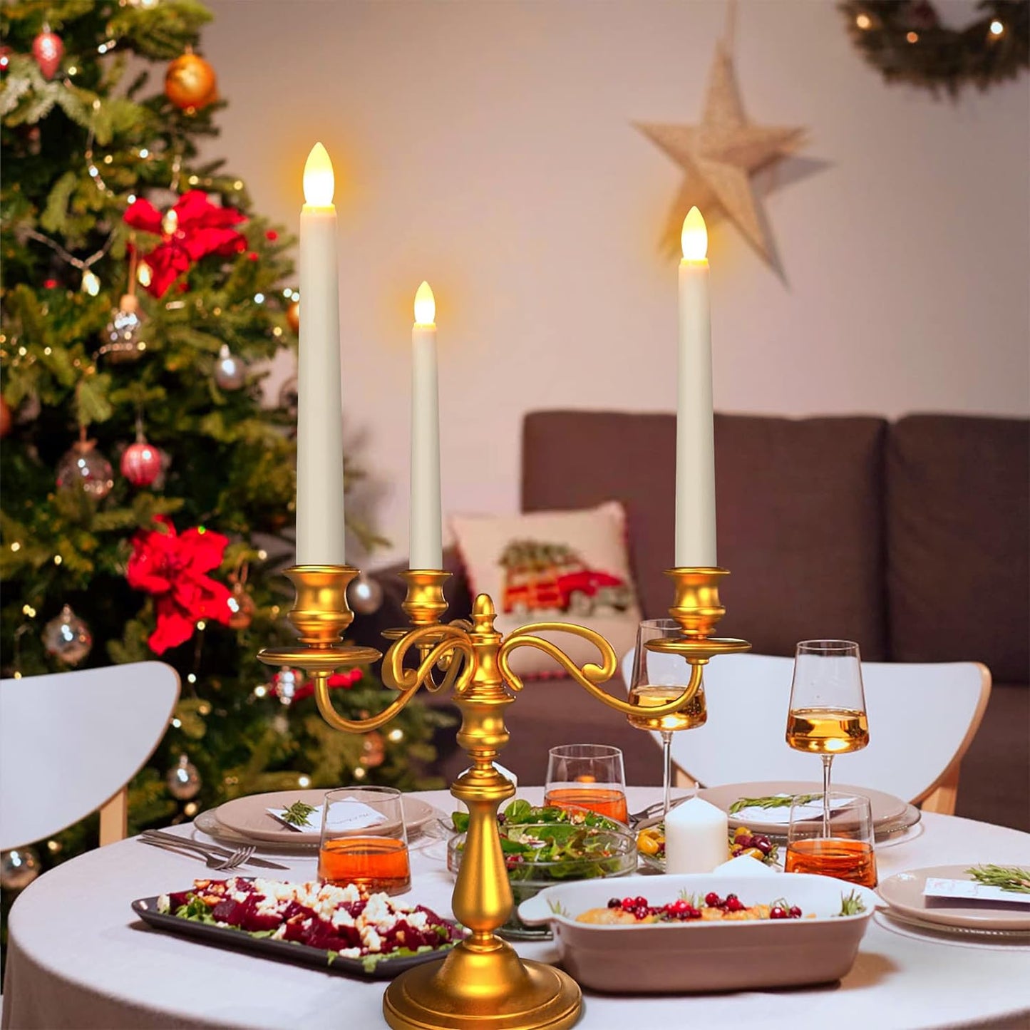 - Candele LED per Finestre, 6 Pezzi Candela Da Tavolo Senza Fiamma a Batteria Con Timer Remoto per Casa, Cena, Matrimonio, Vacanza, Decorazione - Bianco Caldo