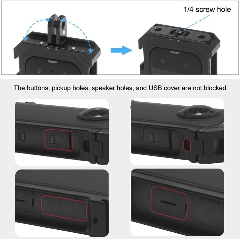 Telaio Protettivo in Metallo per Insta360 X3, Accessorio Con Base a Scarpa Fredda Espandibile E Adattatore per Treppiede, Leggero, Robusto (Telaio in Metallo)