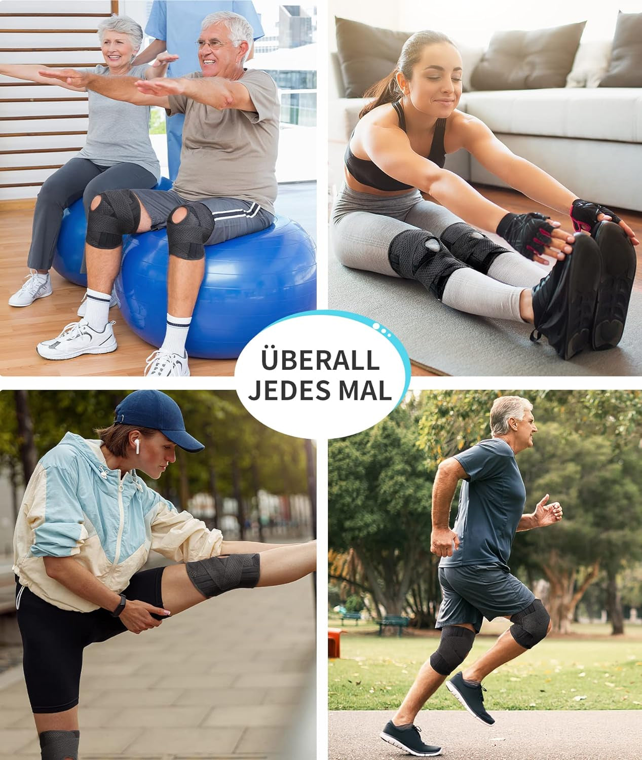 Ginocchiera Premium Da Uomo E Donna Con Rotula E Menisco Gel per Rotula, Con Stabilizzatori Laterali, Supporto Ortopedico per Artrite, Menisco, Dolore Al Ginocchio, Sport ACL 3XL