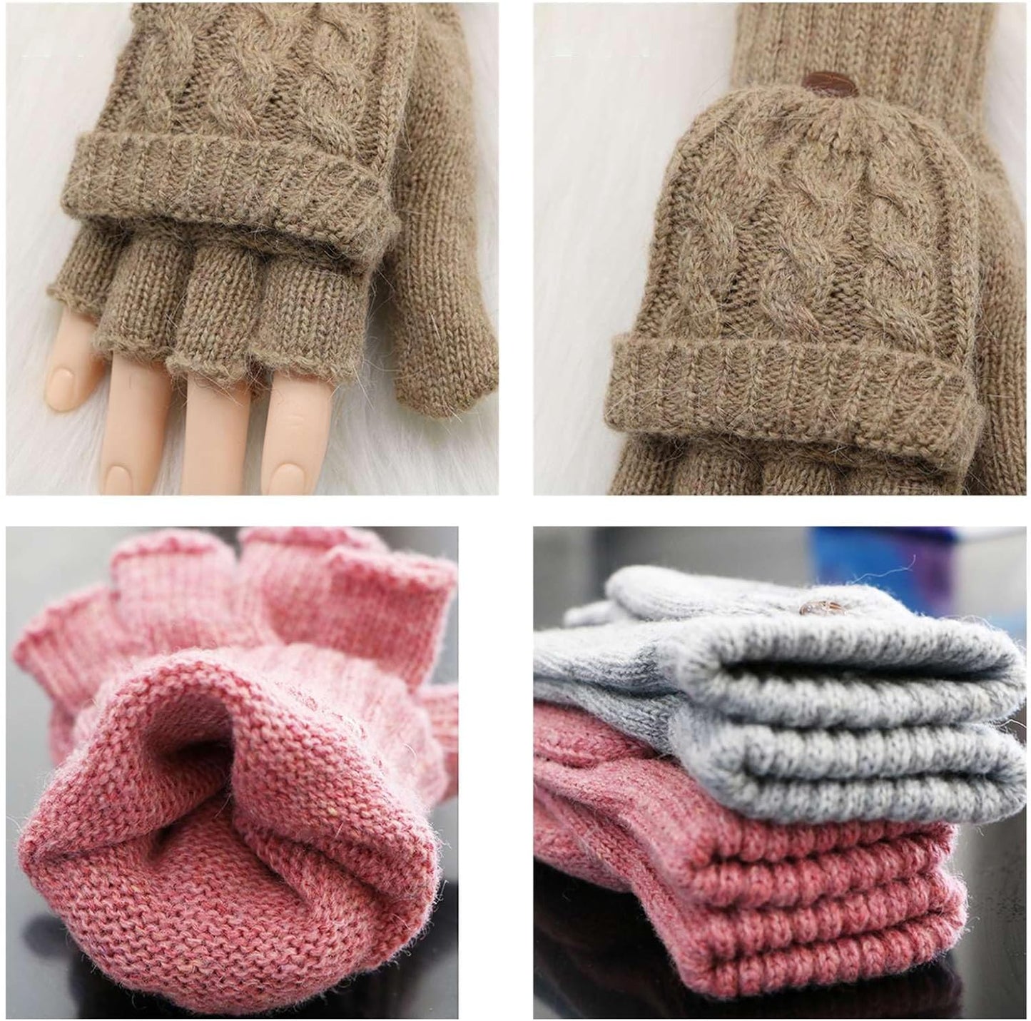 Donne Guanti Senza Dito Inverno Guanti Caldi Guanti a Maglia Guanti a Metà Cycling Guanti