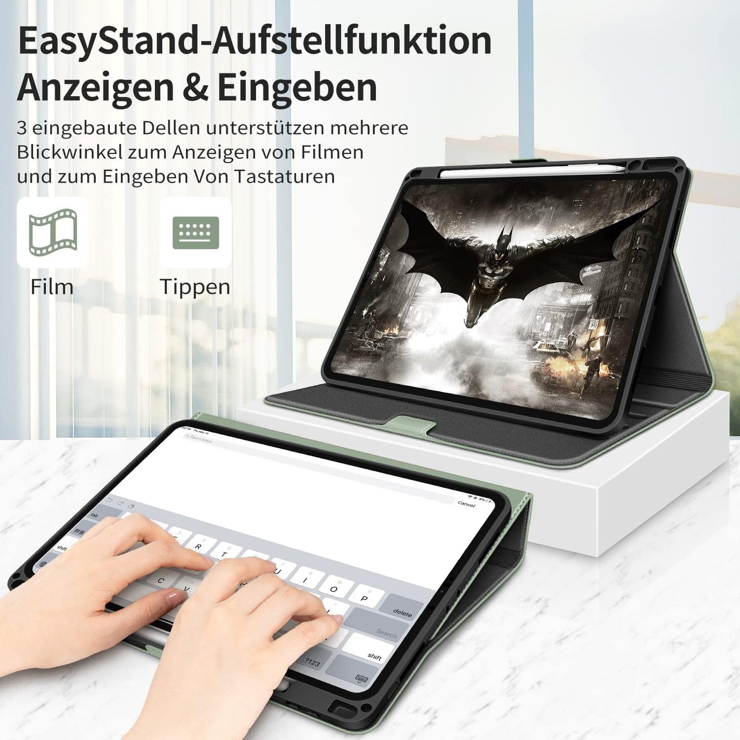HOLIMET Custodia per Ipad Pro 11 2022 4 Generazione, 2021/2020/2018 (3/2/1A Gen) Ultra Smart Cover Con Pencil Holder per Pencil 2, Auto Svegliati/Sonno Case per Ipad Pro 11 Pollici - Verde
