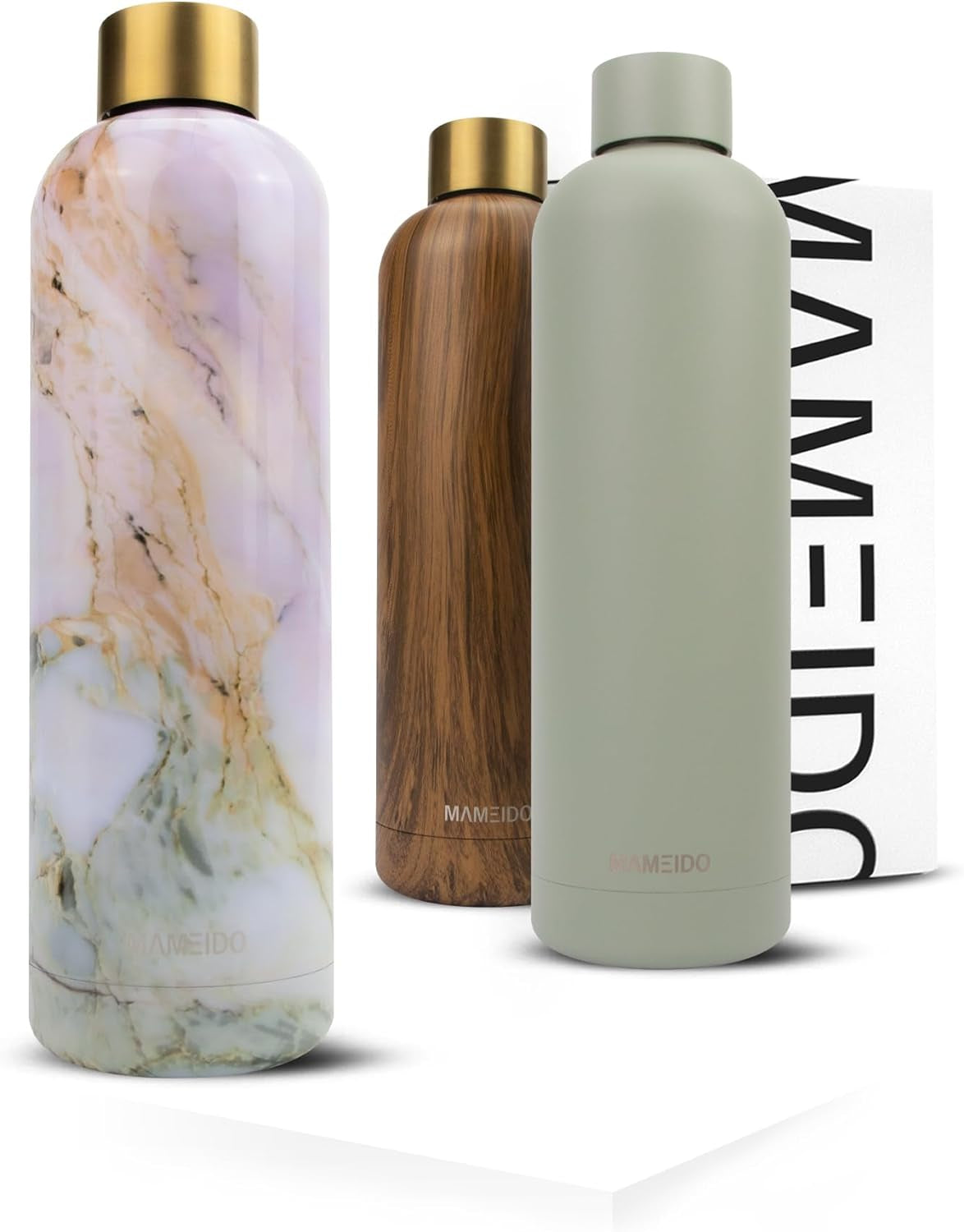 Borraccia Termica 1 Litro - Borracce Termiche Prova Di Perdite, Thermos Acciaio Inox Senza BPA, Bottiglia Termica (Pearl Marble Gold, 1L)