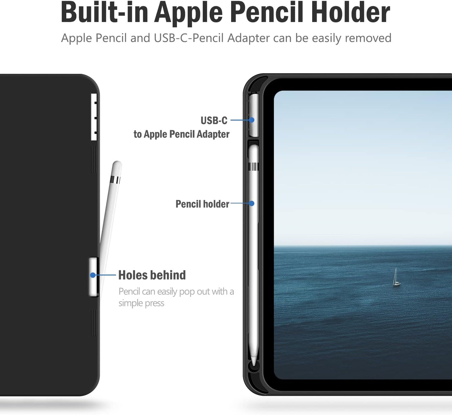 Custodia per Ipad 10ª Generazione 10,9 Pollici 2022 in Pelle PU Con Portapenne, Angolo Di Supporto Regolabile, Funzione Di Auto Sveglia/Sonno (Blu)