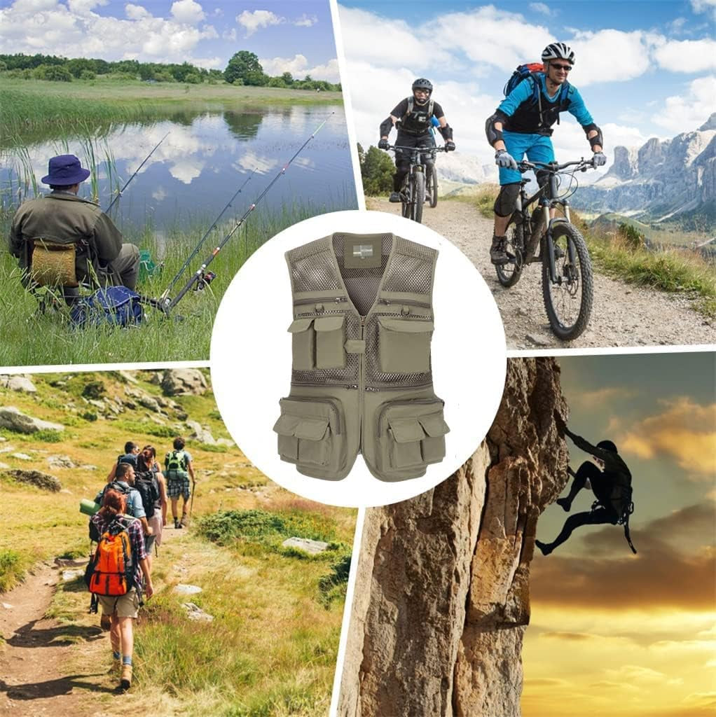 Gilet Da Uomo All'Aperto Panciotto Da Pesca Multitasche Leggero Traspirante Giacca Da Lavoro Asciugatura Rapida Sport Giubbotto Senza Maniche Fotografi Gilet Da Caccia