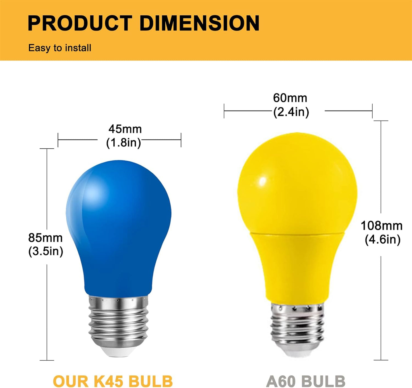 Lampadine Colorate a LED E27 3W, Lampadine LED Colorate E27, Lampadina LED Decorativa per Esterni, 220V AC, Colori Misti Rosso Verde Blu Giallo Arancio, Plastica, Confezione Da 20