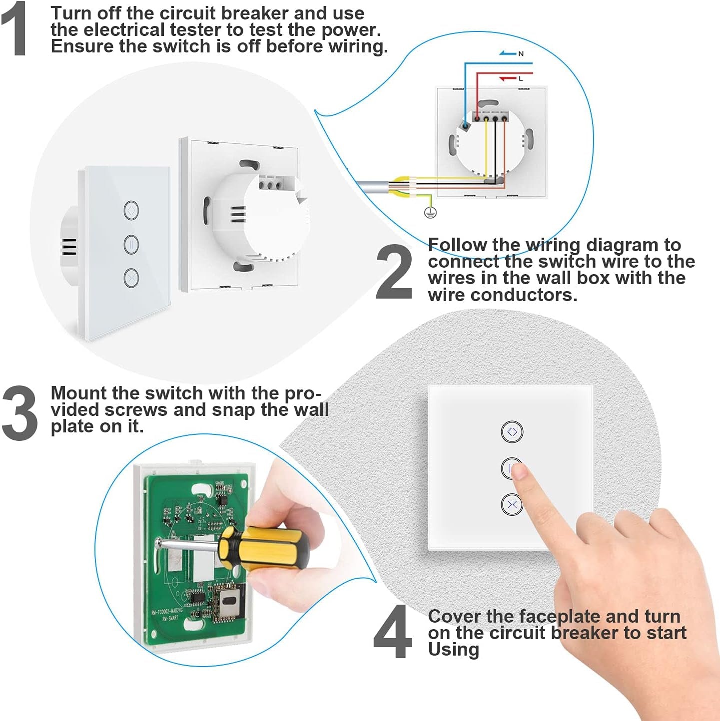 Interruttore per Tapparelle WLAN, Interruttore per Tapparelle Alexa, Compatibile Con Alexa E Google Home, Controllo Tramite App E Funzione Timer