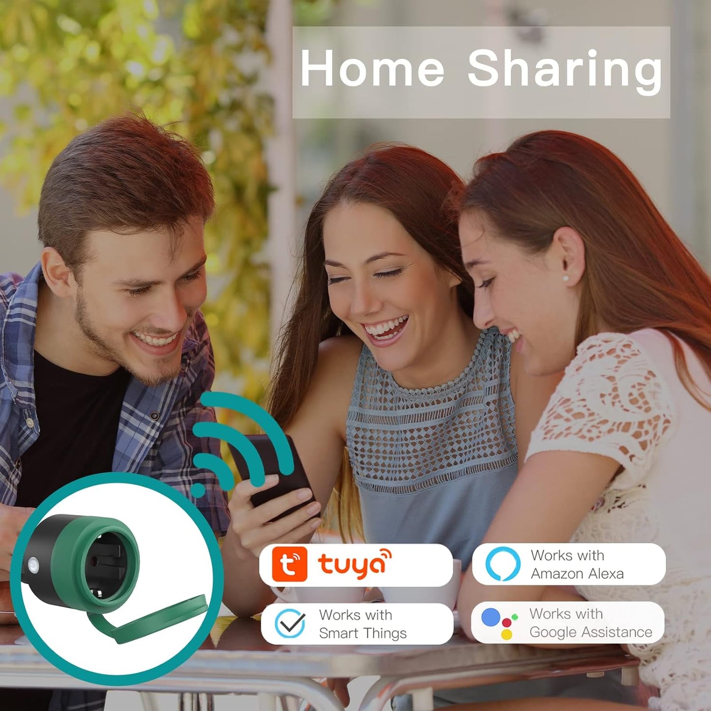 Presa Corrente Da Esterno, Presa Di Corrente Wifi Intelligente Controllo Vocale E Orologio Con Timer, Adatta per Giardino, Terrazza, Balcone, Funziona Alexa/Google Home, IP44 Waterproof,1 Confezione