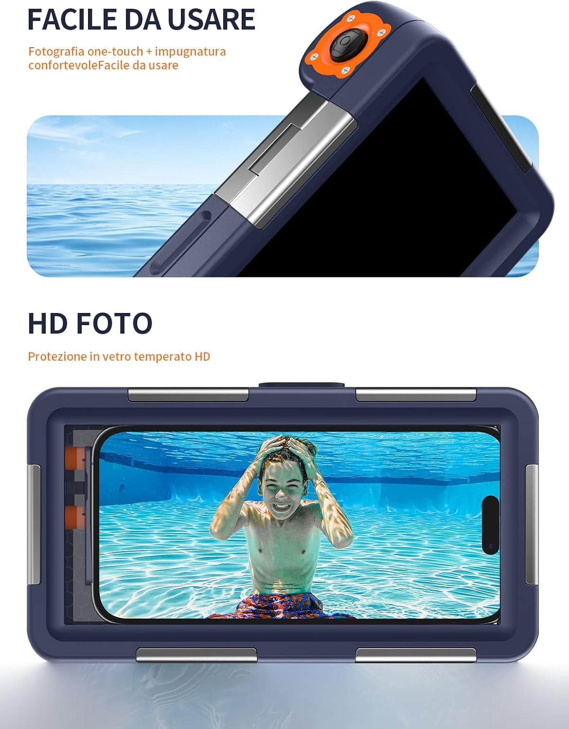 Custodia Impermeabile Subacquea Professionale IP68 15M per Iphone Samsung Huawei Xiaomi,Compatibile Con Telefoni Fino a 6,9 Pollici,Adatto per Immersioni Snorkeling Surf