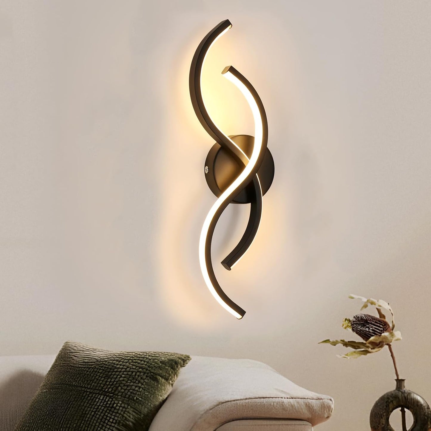 Applique Da Parete Interno LED, 15W 1687LM Lampada a Muro LED Creativo, 42CM Lampada Da Parete Moderna in Acrilico per Camera Da Letto Bagno Soggiorno Corridoio, Bianco Caldo 3000K