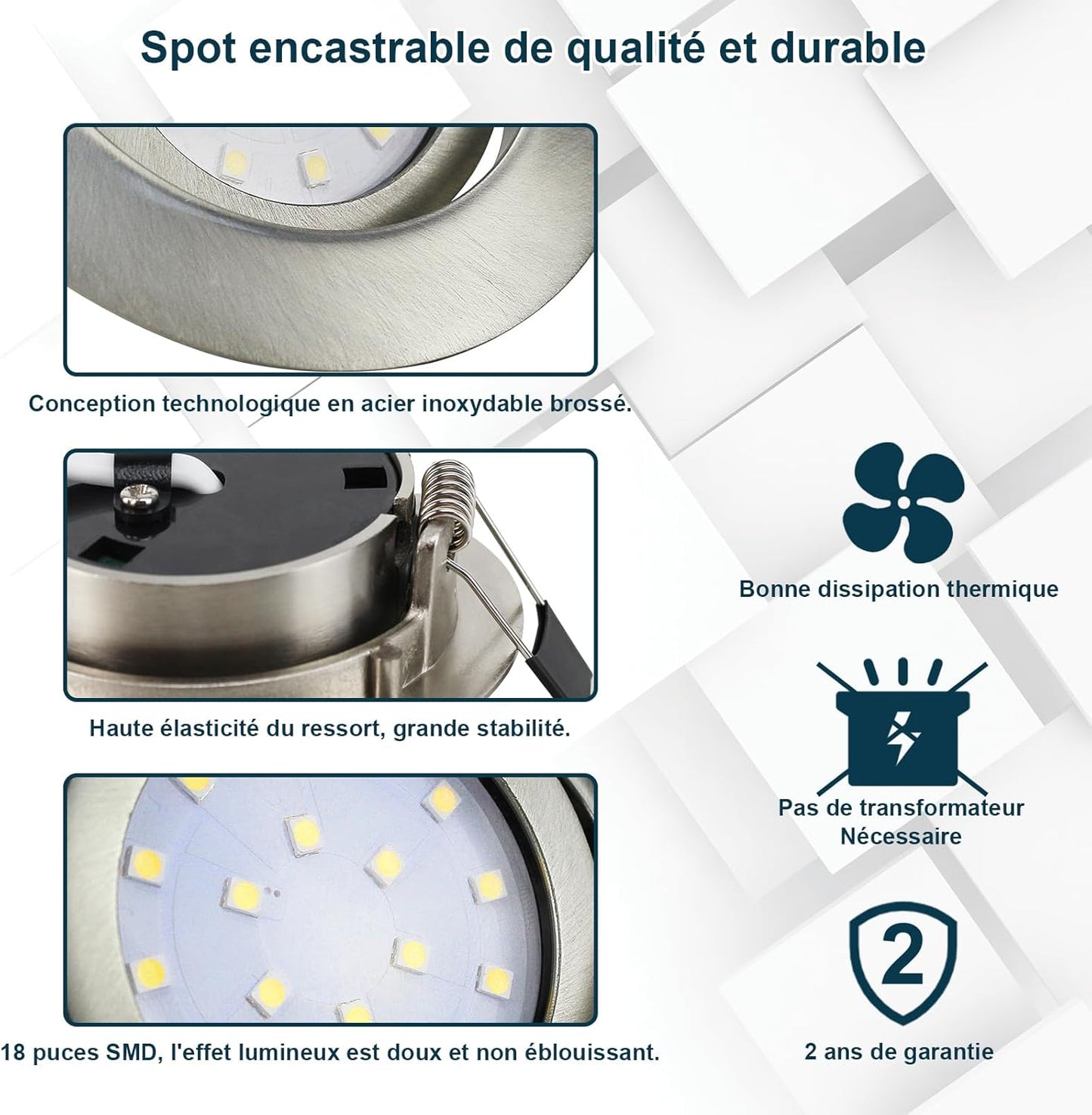 6X 5W Faretti LED Da Incasso per Cartongesso Orientabile 40°,450LM Luce Naturale,Foro 70-75Mm per Interno Cucina,Ultra Slim 30Mm,Faretti Led Soffitto 220V