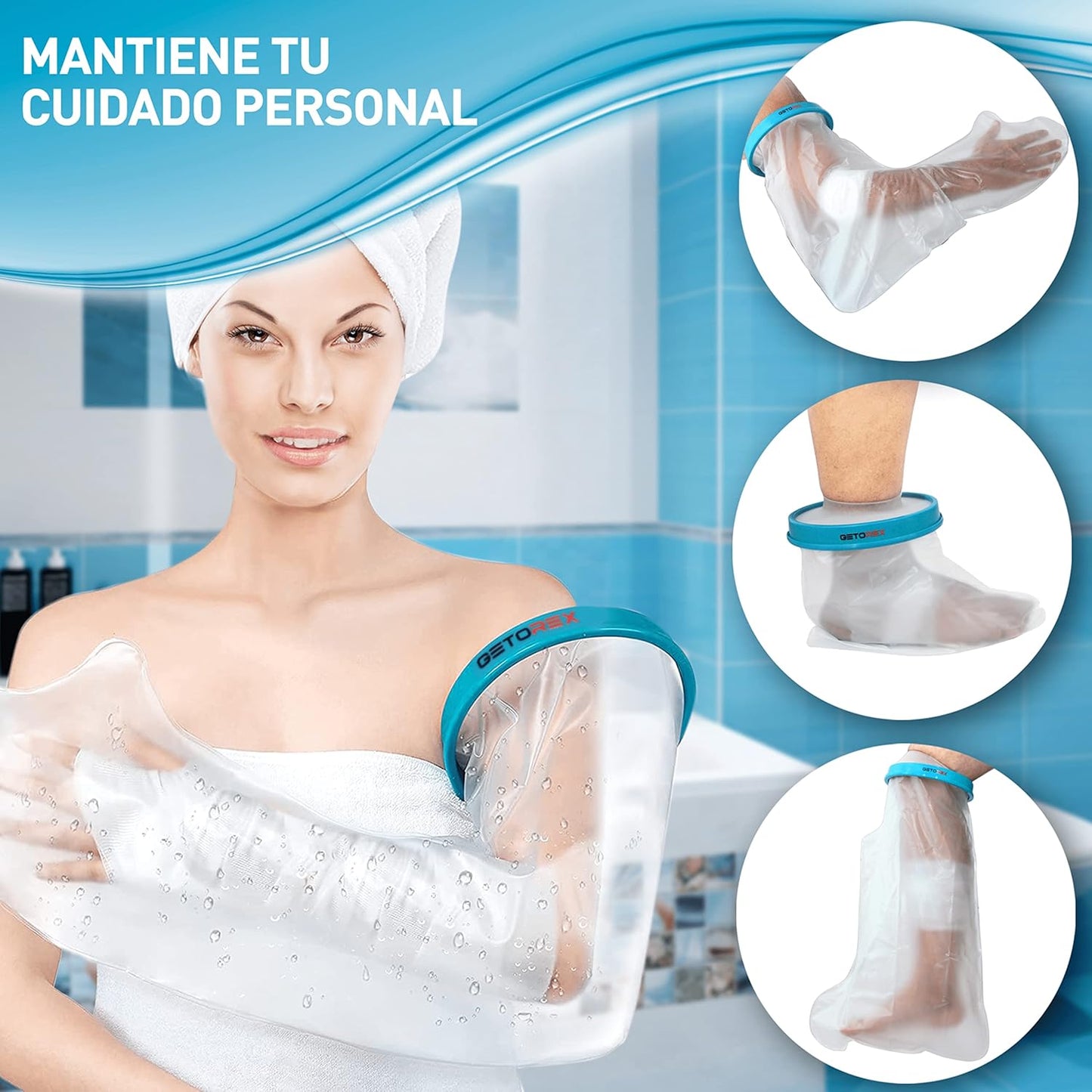 Getorex - Protezione in Gesso - Coprigonfiamento Braccio Adulto per Braccio Impermeabile - Custodia in Gesso per Adulti per Braccio Infortunato - Copertura Ermetica per Mantenere Asciutto Durante La