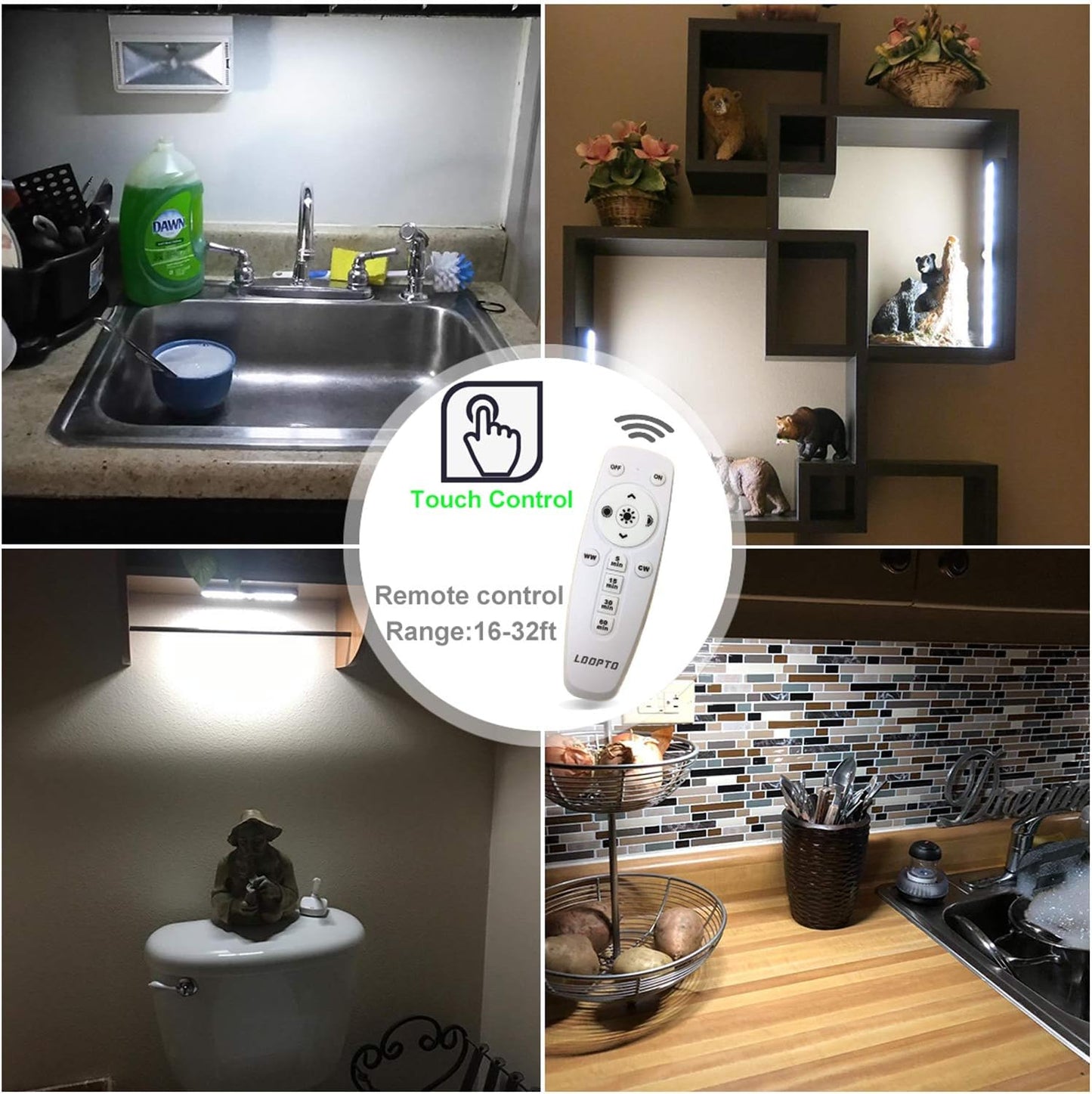 Luce Con Telecomando Senza Fili 3 PACK Luci Led a Batteria Con Telecomando, Luci Da Notte Portatili Con Nastro Adesivo Magnetico Da Fissare Ovunque/Luminosità Regolabile/Timer per Spegnimento