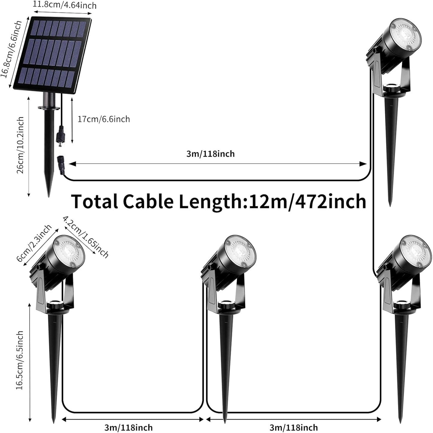 Faretti Solari Da Giardino RGB, Lampada Solare Giardino Colorate IP65 Impermeabili ON/OFF Automatici RGB per Giardino Alberi Cespugli Vialetto Confezione Da 4
