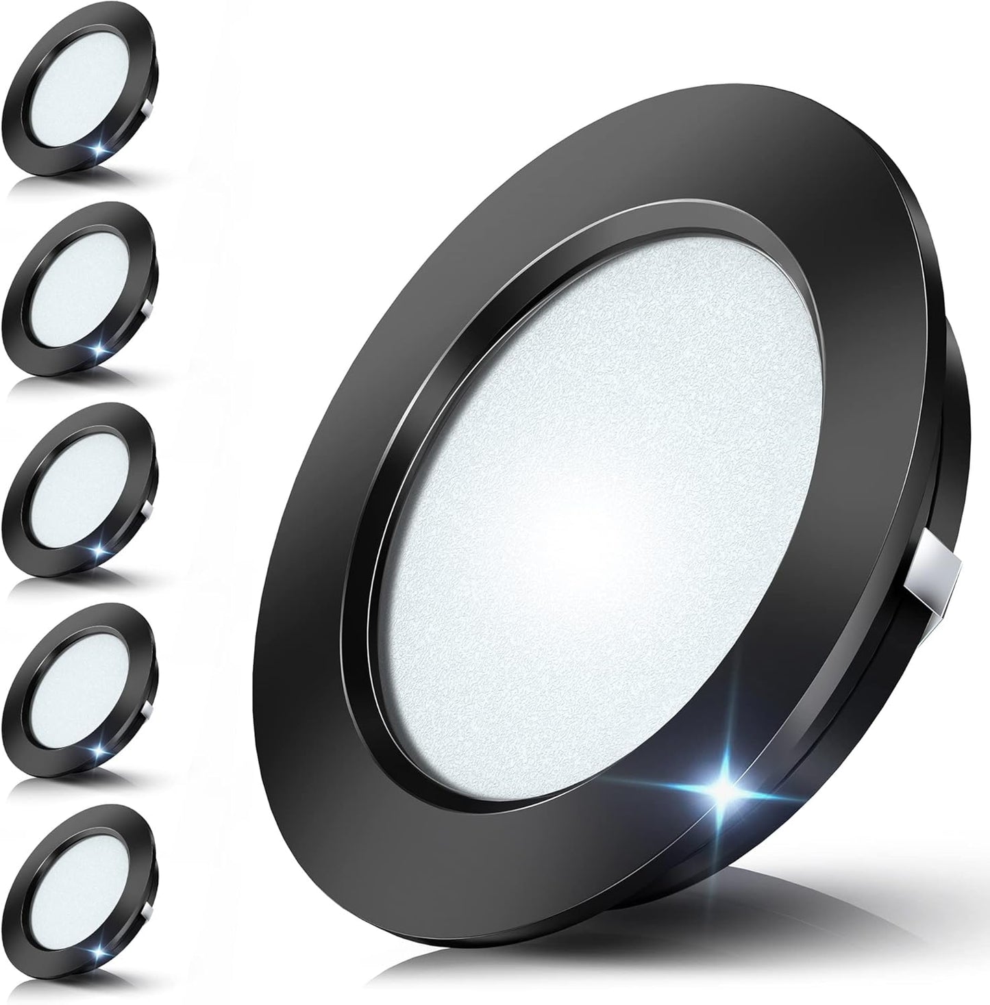6 Pezzi Alluminio Faretti Da Incasso 12V Soffitto LED Integrati Dimmerabile 3W 4000K Foro 60-65Mm per Camper Barca Roulotte Furgone Yacht Mobile Cartongesso Con Cavo Da 1M, Nero