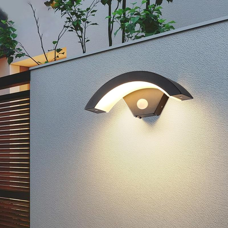 Applique Da Esterno LED Con Sensore Di Movimento, 24 W Lampada Da Parete LED Moderno 3000K Bianco Caldo, IP65 Impermeabile Lampada a Muro in Alluminio per Ingresso Terrazza Giardino Villa, Nero