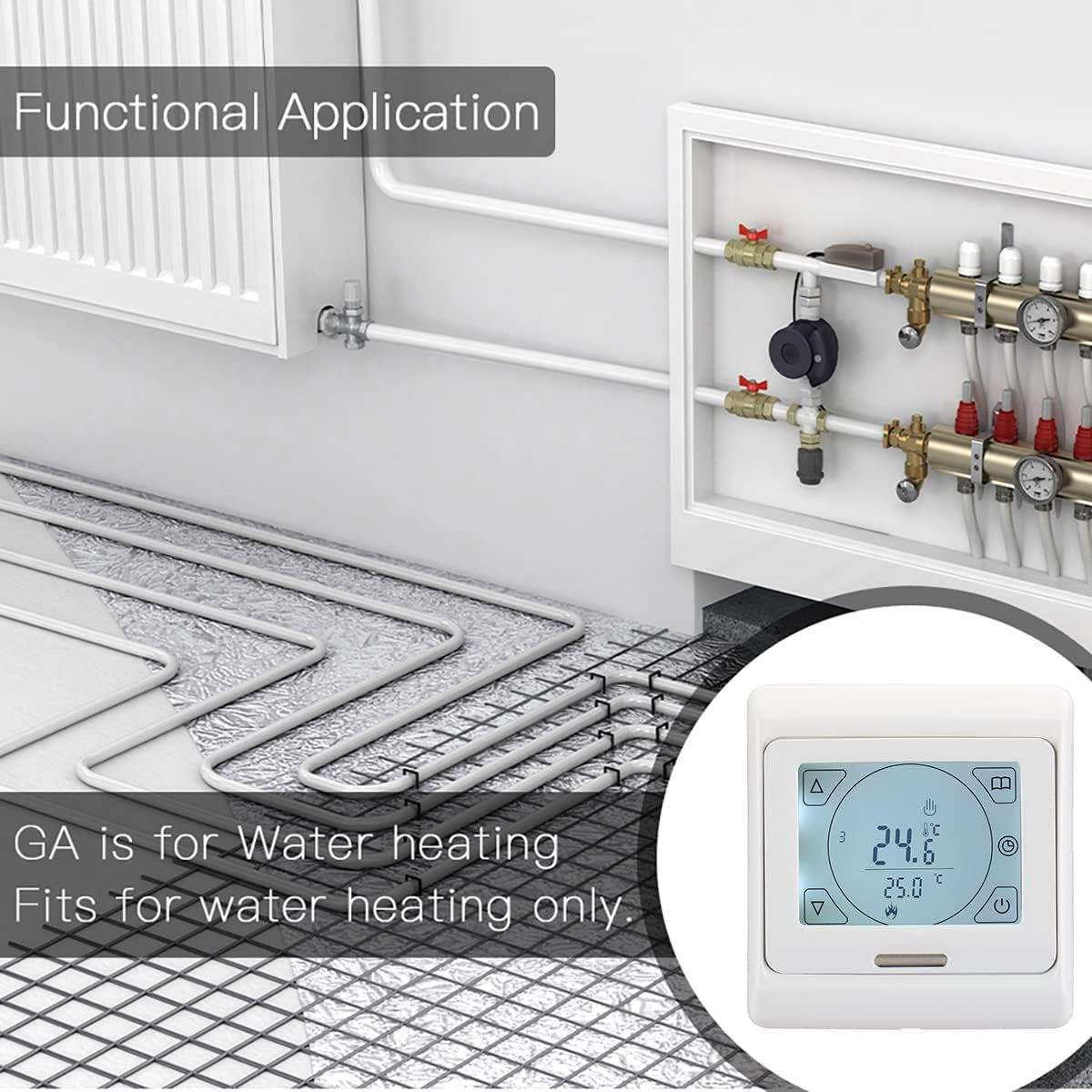 Termostato LCD Digitale Programmabile Wg809,Touchscreen Retroilluminato,3A AC230V per Gli Impianti Di Riscaldamento Ad Acqua, Bianco