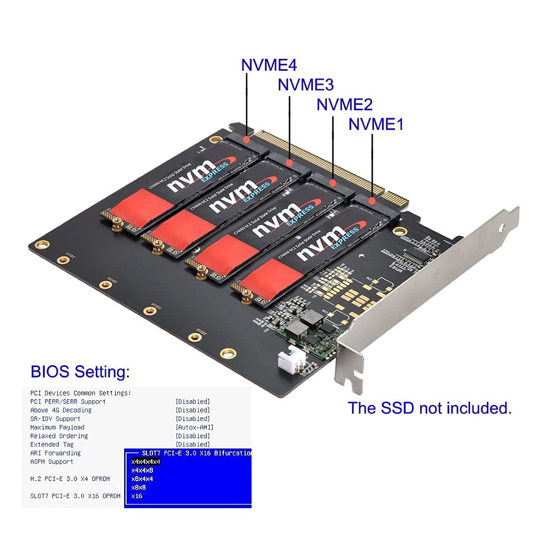 CY M.2 NVME Gen 3.0 Adattatore NVME M.2 AHCI X4 a PCI-E Express 3.0 Gen3 X16 Raid Card Con Ventola VROC Raid0 Hyper Adapter