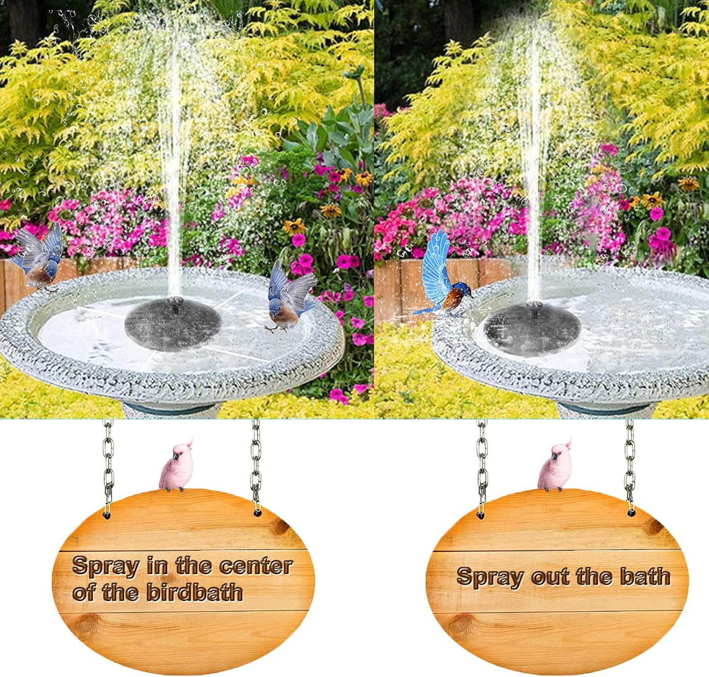Fontana Solare Con Luci LED a 6 Colori, Pompa Solare Da 3 W Con Batteria Integrata Da 1500 Mah, Pompa Solare Con 7 Ugelli + 4 Barre Anti-Collisione, per Giardino, Vasca per Uccelli