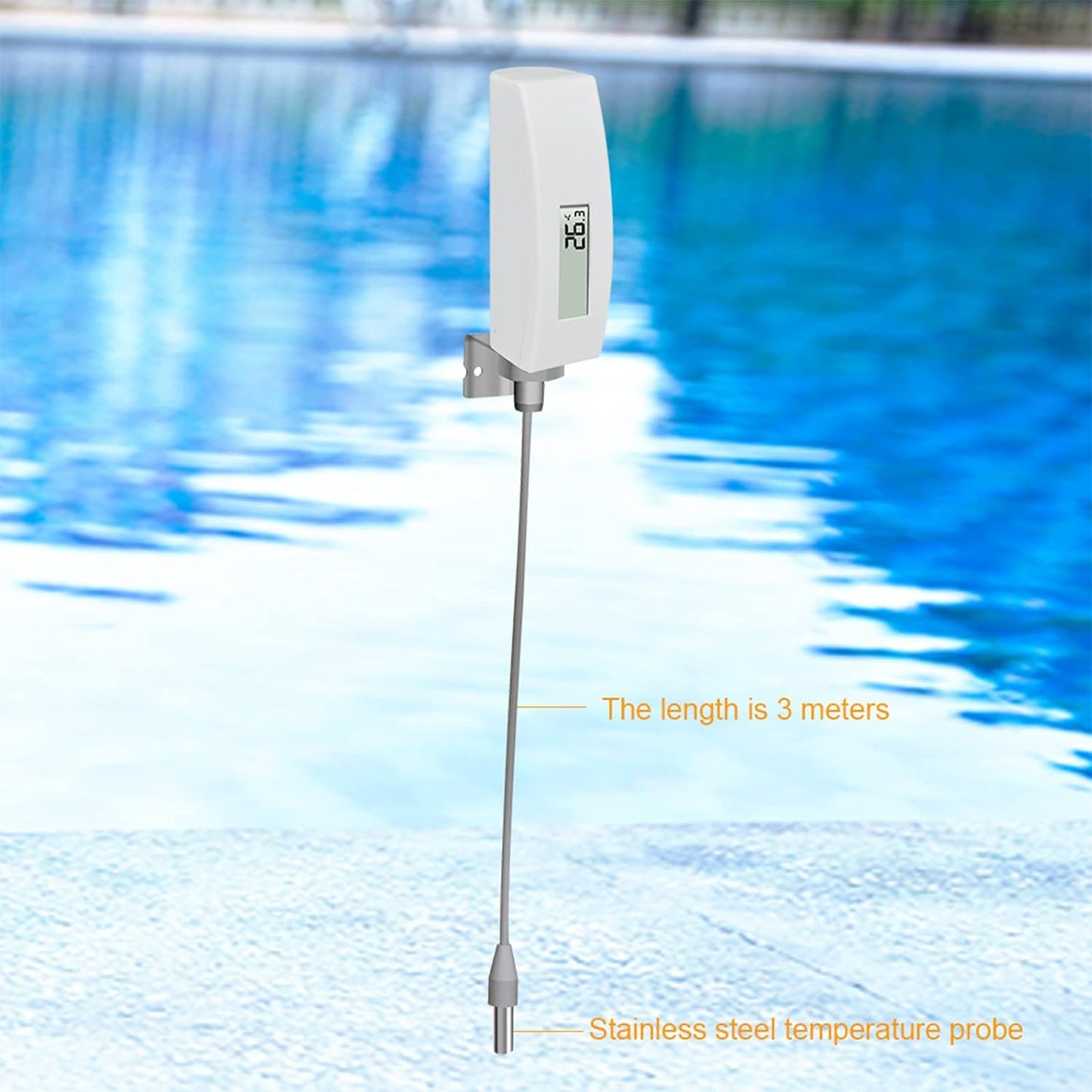 Termometro per Piscina, Sensore Di Temperatura Dell'Acqua Digitale Impermeabile Con Display LCD, Sensore Da 10 Piedi per Piscina, Vasca Idromassaggio, Spa, Acqua Del Bagno, Laghetto WN34