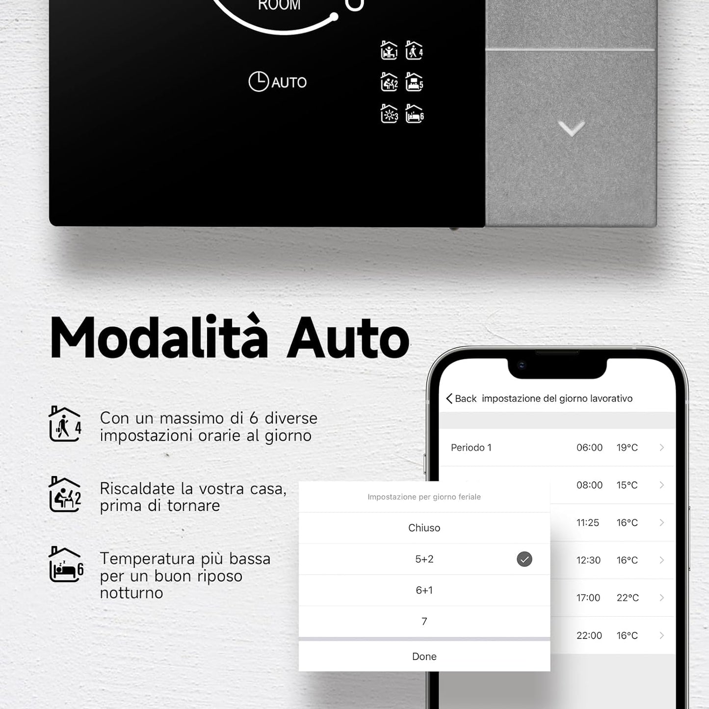 Tuya Termostato Wifi per Riscaldamento Elettrico,Termostati Intelligenti Programmabili Digital Del Pannello Di Tocco Grande Schermo per Riscaldamento Pavimento Compatibile Con Alexa 16A TGP508