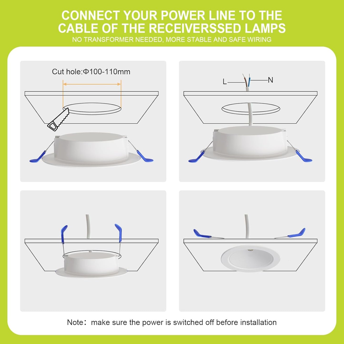 LED 230V Flat Dimmable 5.8W 790LM Faretto Da Incasso a Soffitto, Bianco Caldo 3000K Bianco Neutro 4000K Bianco Freddo 6500K Faretto Da Incasso per Cucina Soggiorno, 12 Pezzi