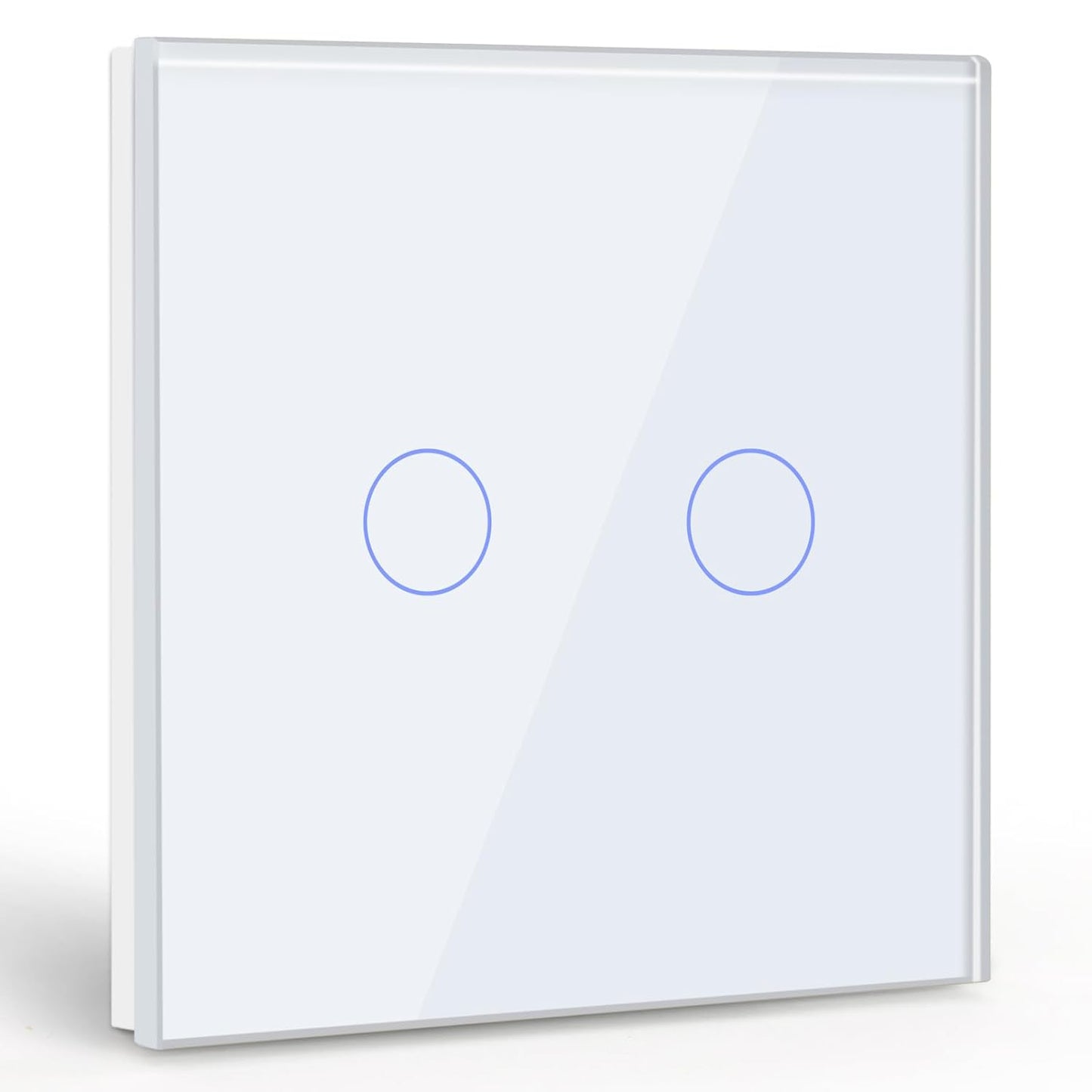 Interruttore Touch 2 Gang 1 Via,Bianco Interruttore Di Luce Con LED Display Light,Interruttore Touch Con Sensore Touch Pannello Vetro Cristallo-Nessun Filo Neutro
